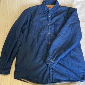 Vintage wrangler mens denim shirt with fleece lining